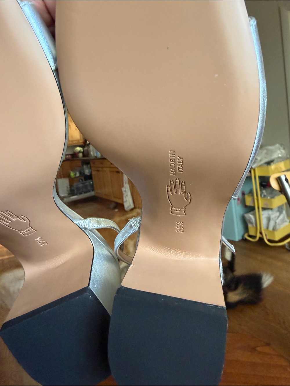 Nomasei Silver Metallic Slingback Block Heel Birdie Sandals Silver Size EU 39.5 - Picture 8 of 9